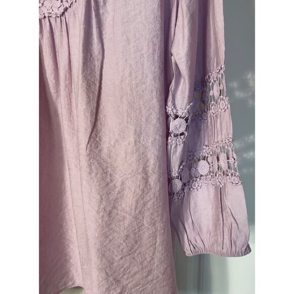 Krazy Kat Liliac 3/4 Sleeve Boho Peasant Cottage Top W/Embroiery & Pearls L - Picture 3 of 5